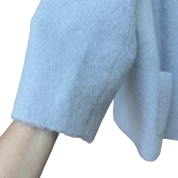 Josephine Chaus Blue Wool Mohair Blend Coat Size 24 Open Front Pocket Jacket - Picture 6 of 11
